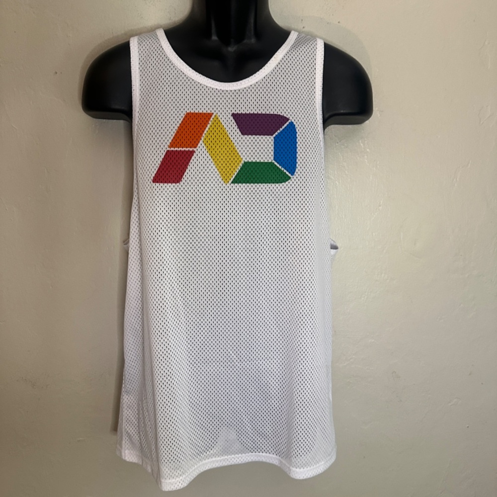 Addicted Mesh Rainbow Logo Tank Top Gently worn 100% polyester - Picture 4 of 10